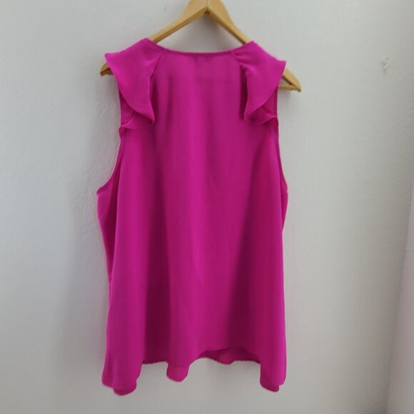 Skies are Blue Top Womens Plus 2X Pink Zacary ruffle style blouse Sleeveless - Picture 2 of 8